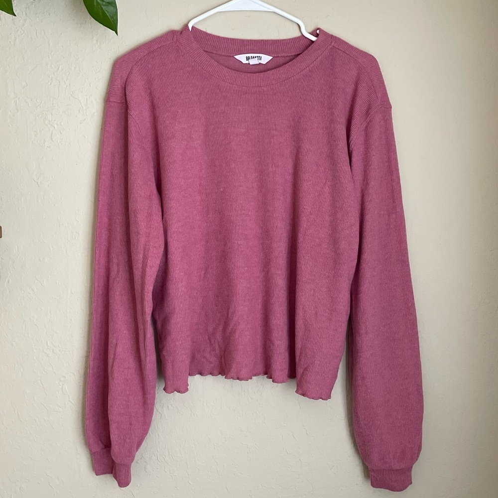 BB Dakota Nordstrom Ribbed Crew Neck Long Sleeve Top - Picture 1 of 6